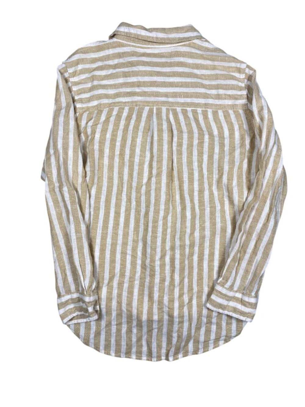 Universal Thread Striped Beige Long-Sleeve Button-Down Shirt Relaxed XS Linen - Picture 3 of 7